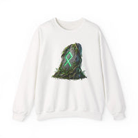 Othala Rune Ancient Stone Sweatshirt - Heavy Blend Cotton Polyester Crewneck - Unisex White