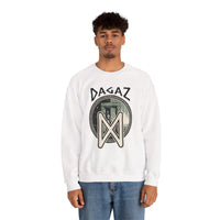 Dagaz Rune Dawn Dusk Graphic Sweatshirt - Heavyweight Cotton Poly Blend Crewneck - Unisex White