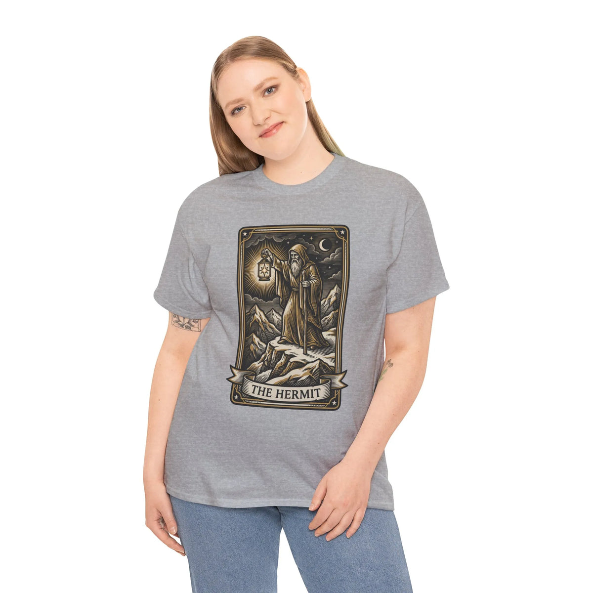 The Hermit Tarot T-Shirt - Medium Weight Cotton Classic Tee - Unisex White