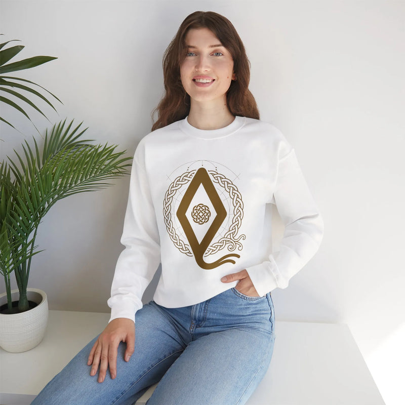 Ingwaz Rune Seed Potential Sweatshirt - Classic Fit Cotton-Poly Crewneck - Unisex White