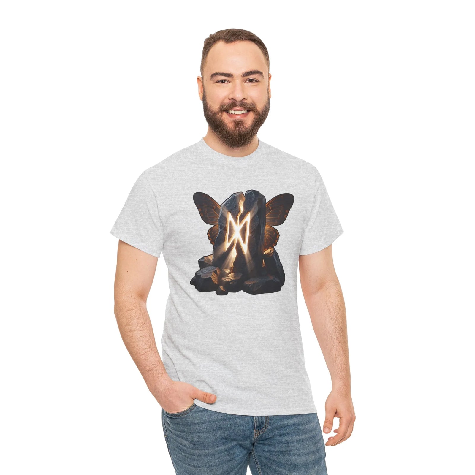 Dagaz Rune Breakthrough Symbol T-Shirt - Heavyweight 100% Cotton Classic Fit Tee - Unisex White