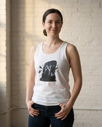 Mannaz Rune Stone Graphic Tank Top - Soft Ringspun Cotton Retail Fit - Unisex White