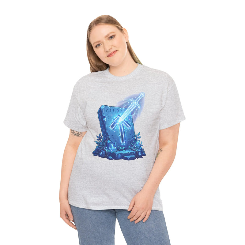 Tiwaz Tyr Sky Sword Graphic T-Shirt - Heavy Cotton Classic Fit Tee - Unisex White
