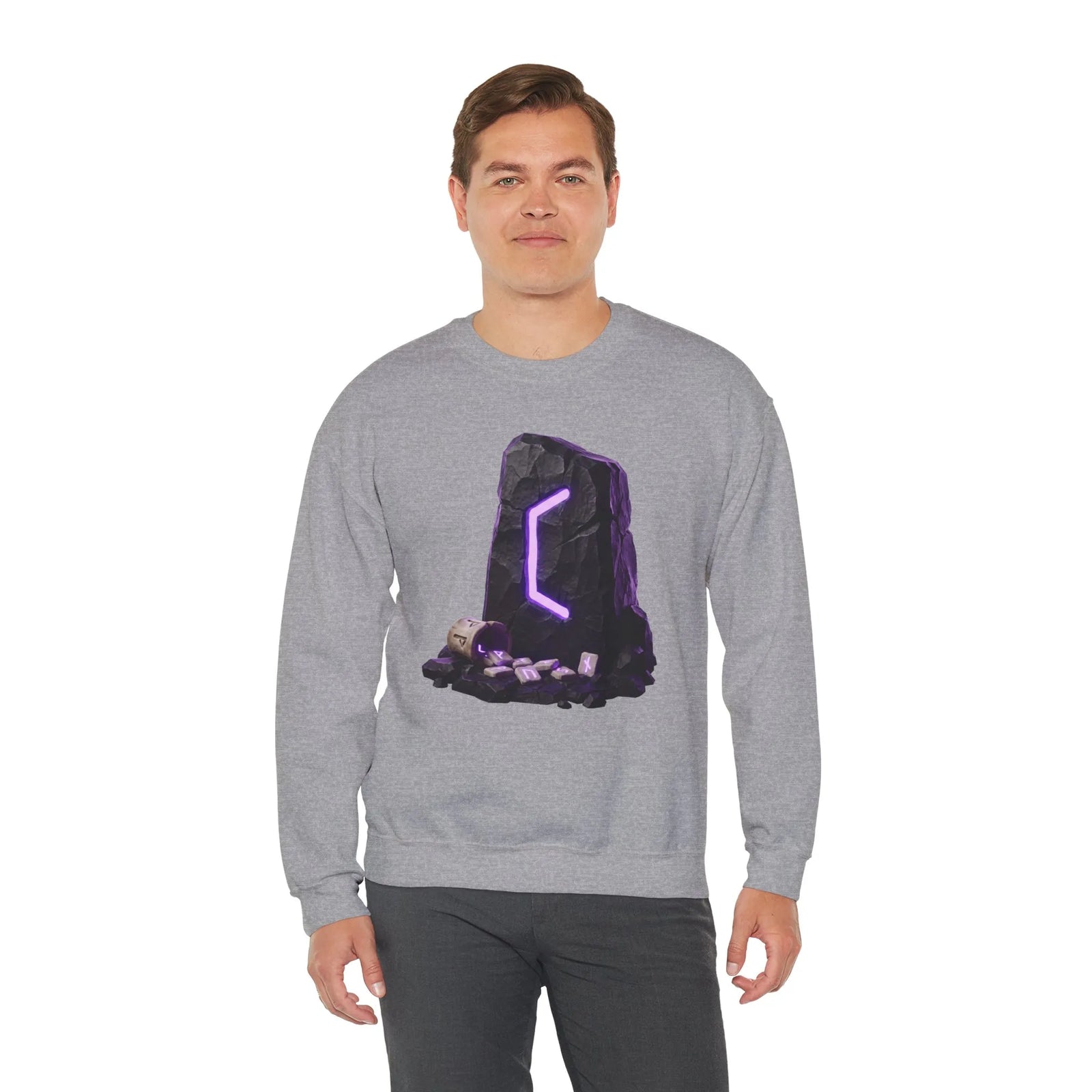 Perthro Rune Mystery Sweatshirt - Durable Cotton Poly Blend Crewneck - Unisex White