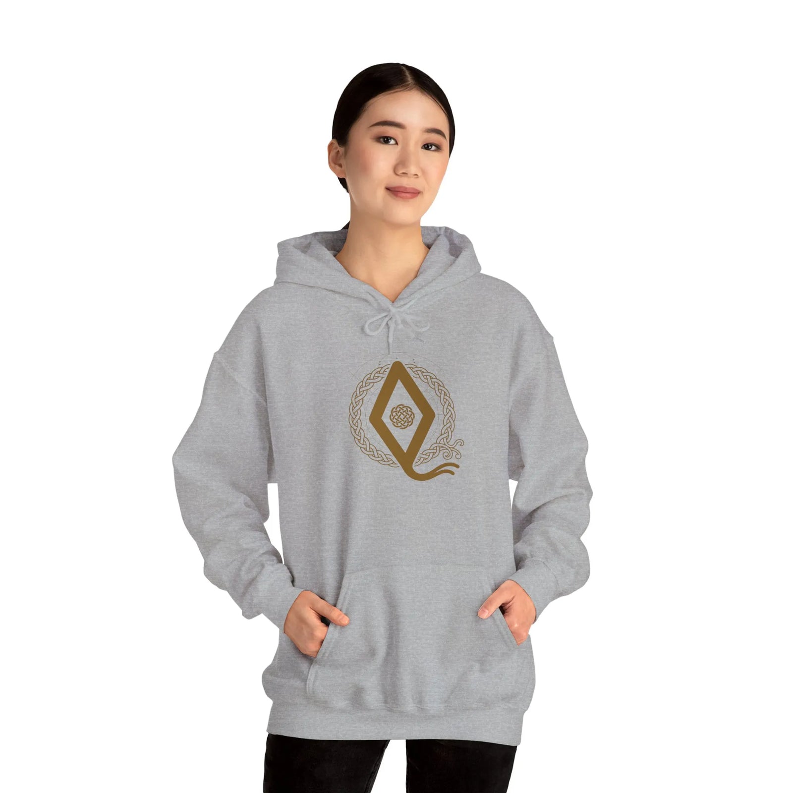 Ingwaz Rune Symbol Hoodie - Heavy Blend Fleece Pullover - Unisex Off White