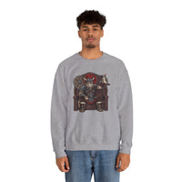 Viking Berserker Cats Graphic Sweatshirt - Heavy Blend Classic Fit Crewneck - Unisex White
