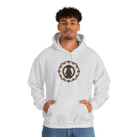 Meditating Dog Sacred Geometry Hoodie - Heavy Blend Cotton Poly Fleece - Unisex White