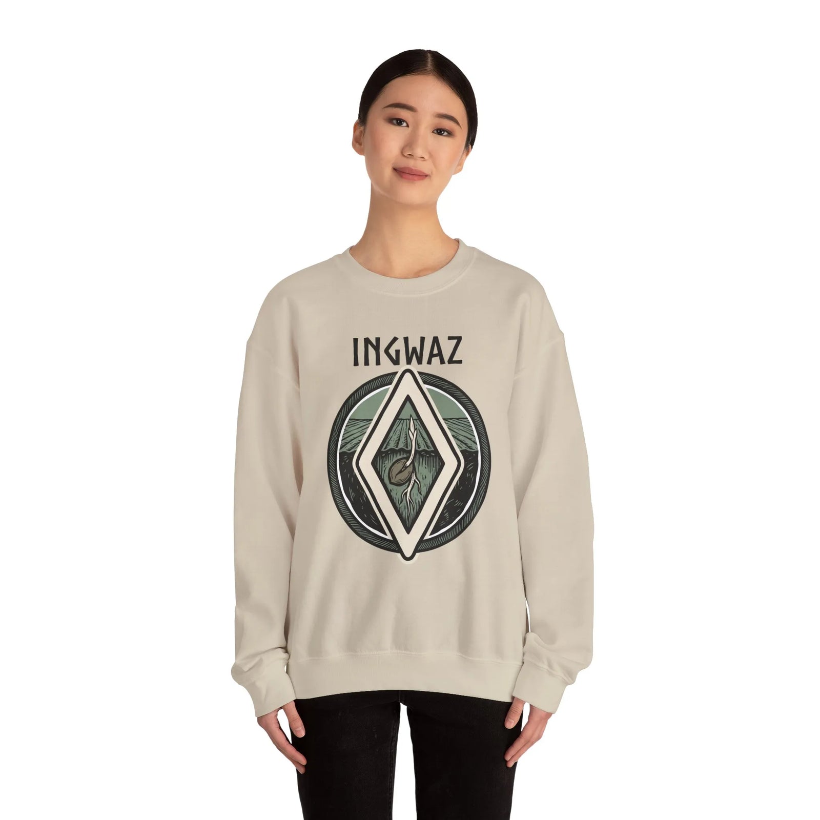 Ingwaz Rune Seed Potential Sweatshirt - Classic Fit Heavy Blend Crewneck - Unisex Ash