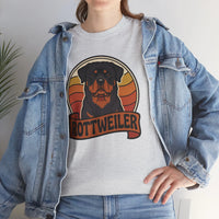 Retro 70s Sunset Rottweiler T-Shirt - Heavy Cotton Classic Fit Tee - Unisex Off White
