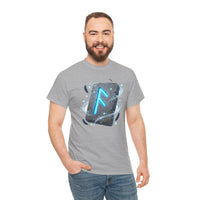 Ansuz Rune Odin's Raven Graphic T-Shirt - Heavy Cotton Classic Fit Crewneck Tee - Unisex White