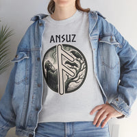 Ansuz Rune Divine Speech Graphic T-Shirt - Heavy Cotton Classic Fit Tee - Unisex White