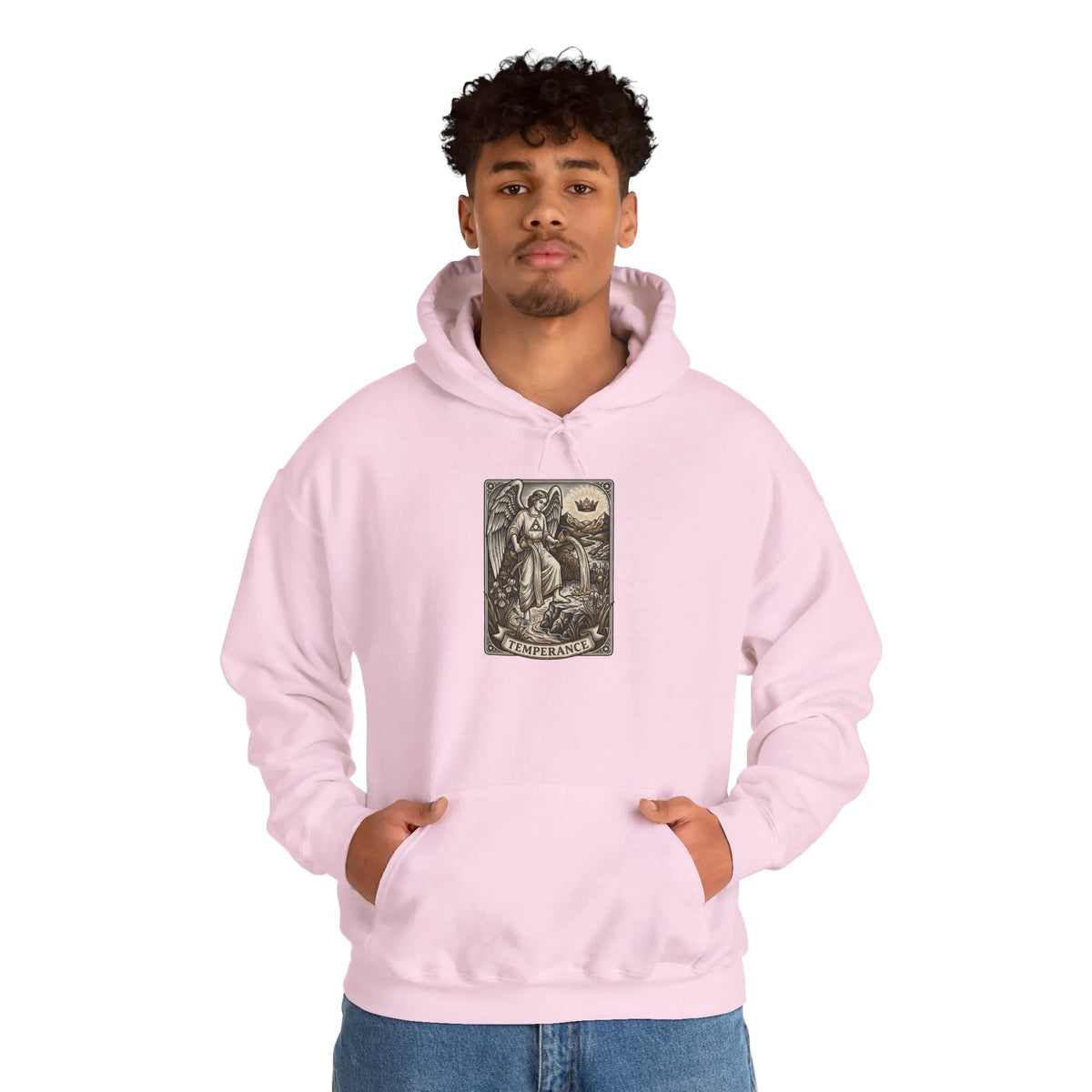 Temperance Tarot Card Hoodie - Heavy Blend Fleece Pullover - Unisex White
