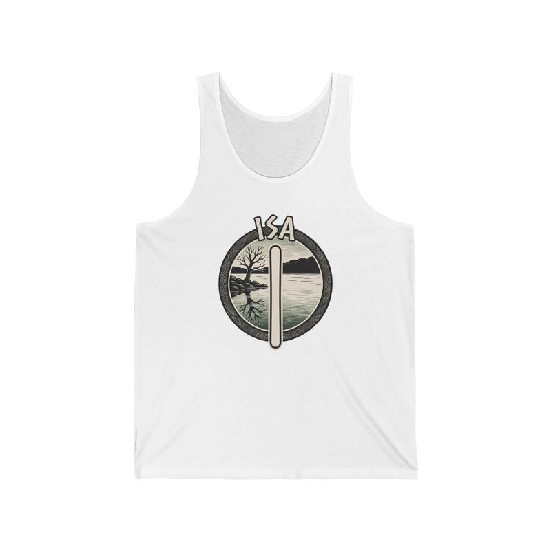 Isa Rune Tree Landscape Tank Top - Soft Combed Cotton Jersey Tank - Unisex White