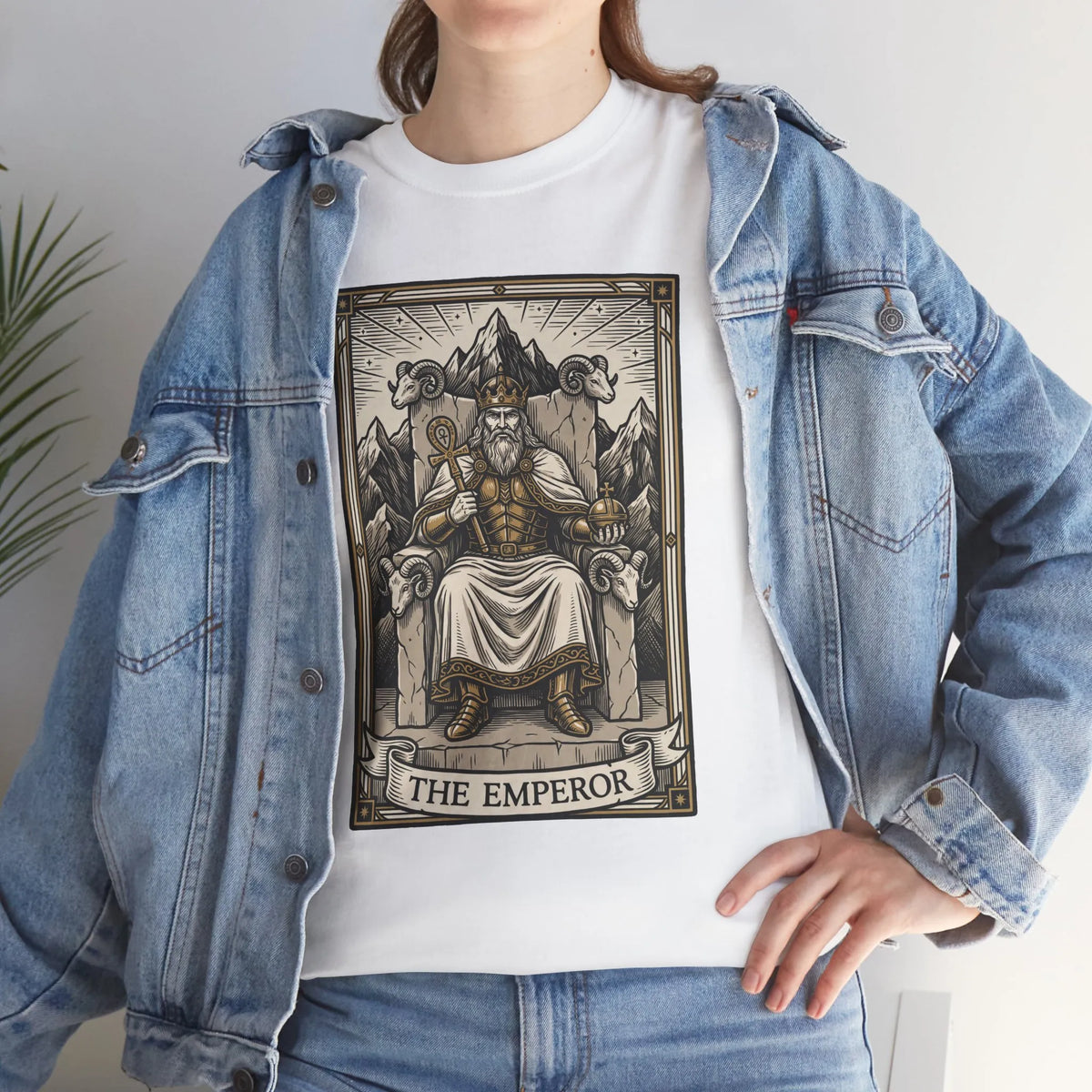The Emperor Tarot Card T-Shirt - Heavy Cotton Classic Fit - Unisex White