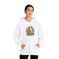 Siberian Husky Retro 70s Sunset Hoodie - Medium-Heavy Fleece Pullover - Unisex Ash