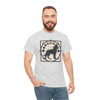 Sacred Geometry Spirit Dog Howl T-Shirt - Heavyweight Cotton Classic Fit Tee - Unisex White