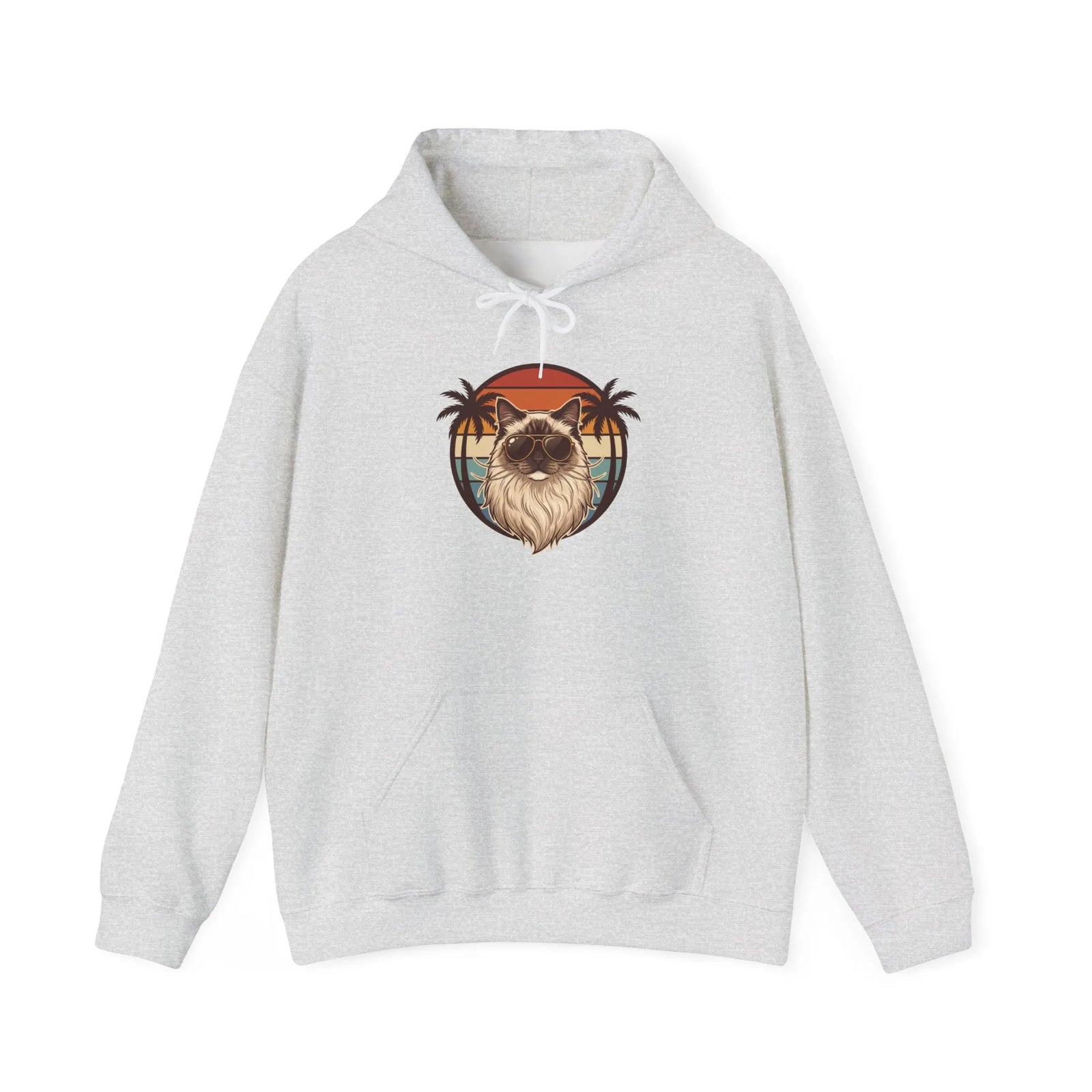Ragdoll Cat Aviator Sunset Hoodie - Heavy Blend Cotton-Poly Fleece - Unisex Off White