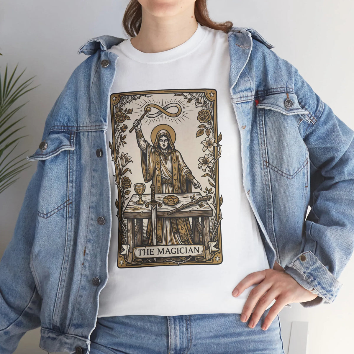 The Magician Tarot Card T-Shirt - Heavyweight 100% Cotton Classic Tee - Unisex White