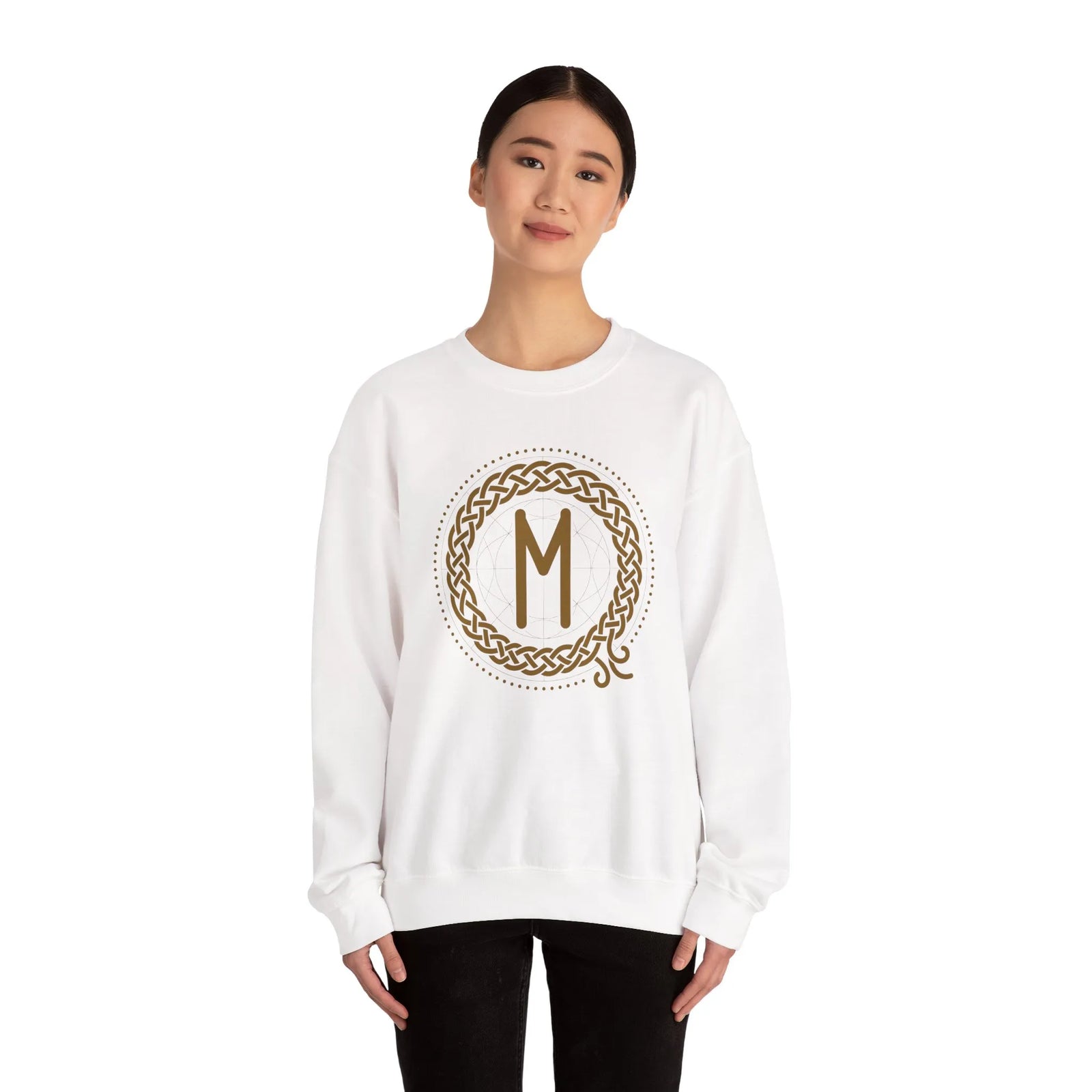 Ehwaz Divine Twins Rune Sweatshirt - Heavy Blend Fleece Crewneck - Unisex White
