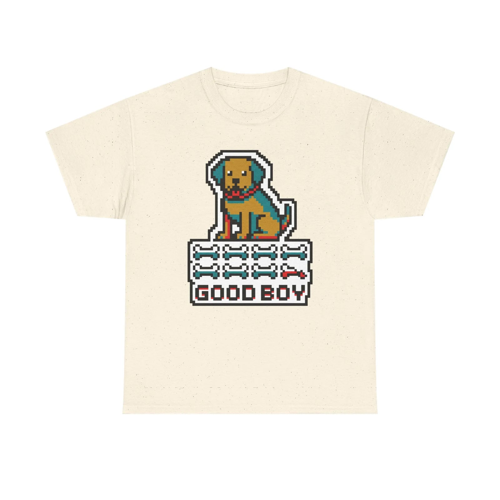 Good Boy 8-Bit Pixel Gaming Dogs T-Shirt - Heavy Cotton Classic Fit Tee - Unisex White