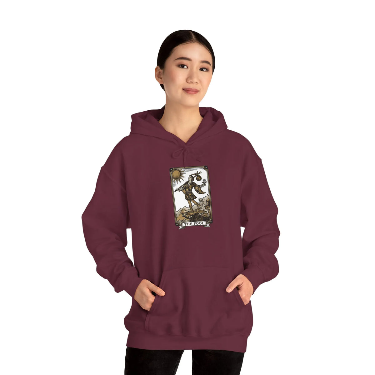 The Fool Tarot Card Hoodie - Heavy Blend Cotton Blend Pullover - Unisex White