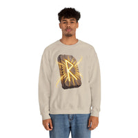 Raido Rune Journey Wheel Sweatshirt - Heavy Blend Classic Crewneck - Unisex White