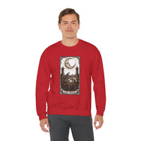Moon Tarot Card Wolves Graphic Sweatshirt - Heavy Blend Fleece Crewneck - Unisex White