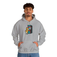 8-Bit Pixel Gaming Dogs Hoodie - Soft Cotton Blend Pullover Fleece - Unisex White