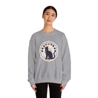Moon Phases Sacred Geometry Cat Sweatshirt - Heavy Blend Cotton Polyester Crewneck - Unisex White