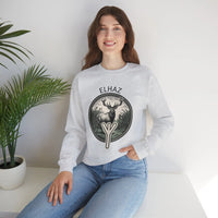 Elhaz Rune Protection Stag Sweatshirt - Medium-Heavy Cotton-Poly Crewneck - Unisex White