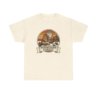 Norwegian Forest Cat Retro Sunset T-Shirt - Heavy Cotton Classic Fit Tee - Unisex White