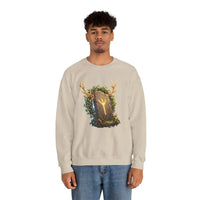 Elhaz Rune Antler Graphic Sweatshirt - Heavy Blend Fleece Crewneck - Unisex White