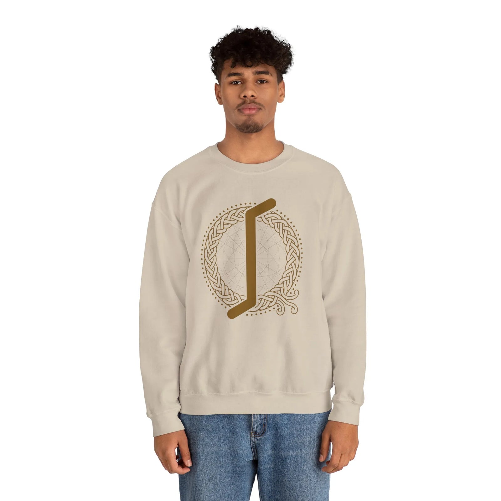 Eihwaz Yew Rune Symbol Sweatshirt - Heavy Blend Fleece Crewneck - Unisex Ash
