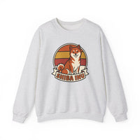 Shiba Inu Retro Sunset Graphic Sweatshirt - Heavy Blend Fleece Crewneck - Unisex White