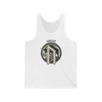 Uruz Rune Bull Graphic Tank Top - Soft Ring-Spun Cotton Jersey - Unisex White