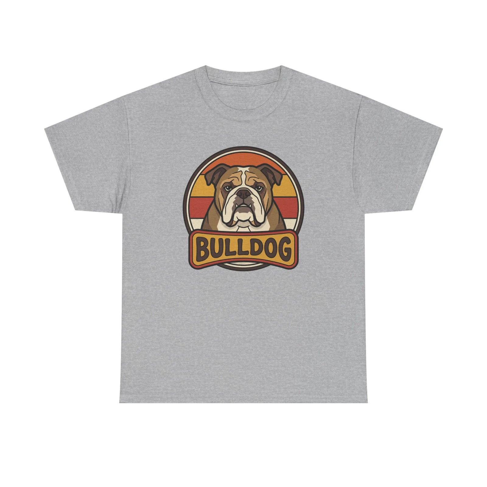 Bulldog Retro 70s Sunset T-Shirt - Heavy Cotton Classic Fit Tee - Unisex White