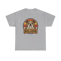 Bulldog Retro 70s Sunset T-Shirt - Heavy Cotton Classic Fit Tee - Unisex White
