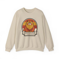 Retro Persian Cat Sunset Sweatshirt - Heavy Blend Cotton Blend Crewneck - Unisex White
