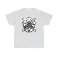 Heavy Metal Rocker Cat Drummer T-Shirt - Heavy Cotton Classic Fit Tee - Unisex White