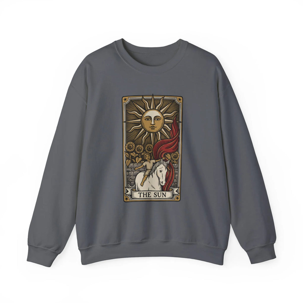 The Sun Tarot Card Sweatshirt - Heavy Blend Fleece Crewneck - Unisex White