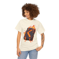 Kenaz Rune Torch Flame T-Shirt - Heavy Cotton Classic Fit Tee - Unisex White