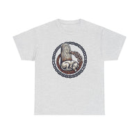 Runestone Hound Odin's Wolves Norse T-Shirt - Heavy Cotton Classic Fit Tee - Unisex White