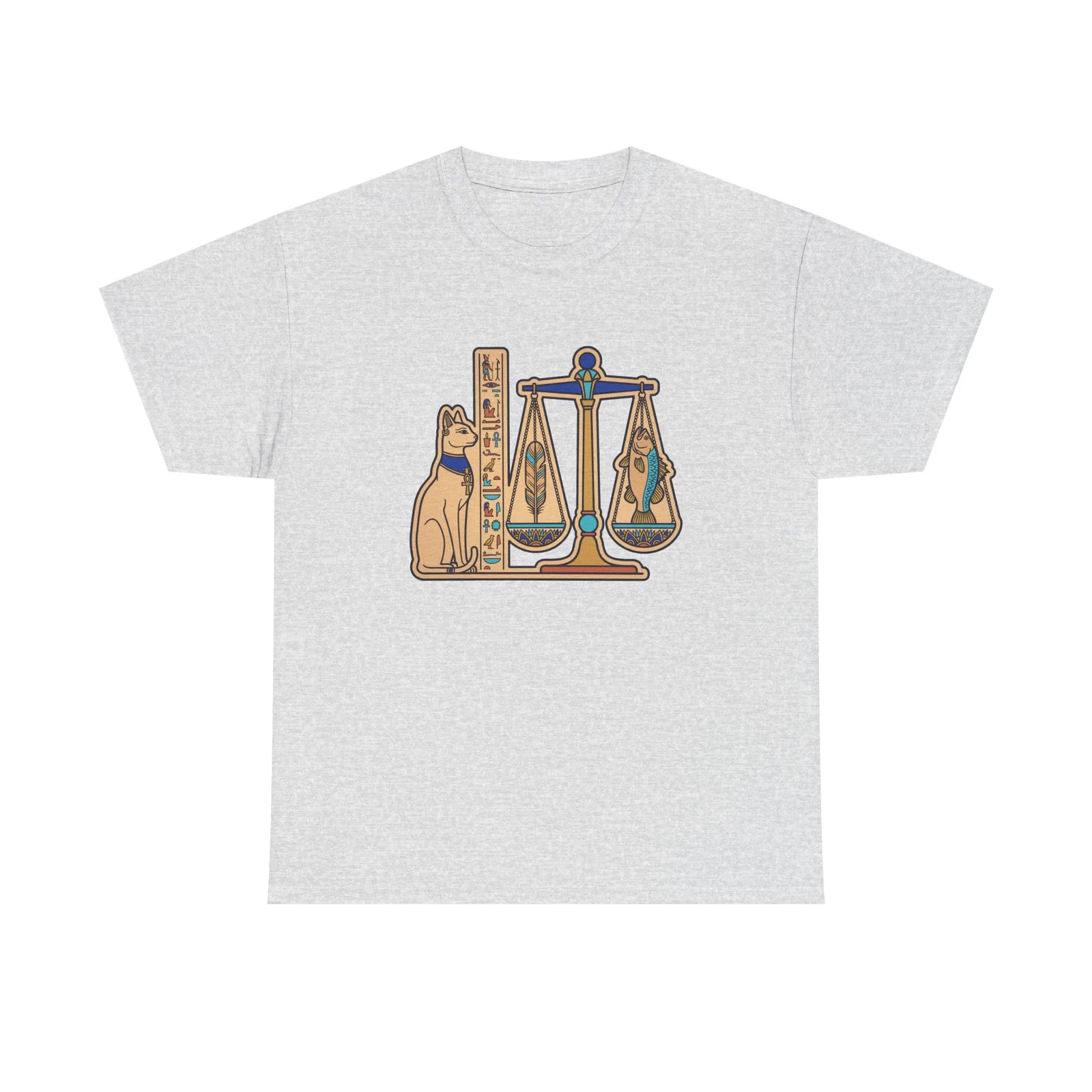 Egyptian Scales Pharaoh Cat Graphic T-Shirt - Heavy Cotton Classic Fit Tee - Unisex White