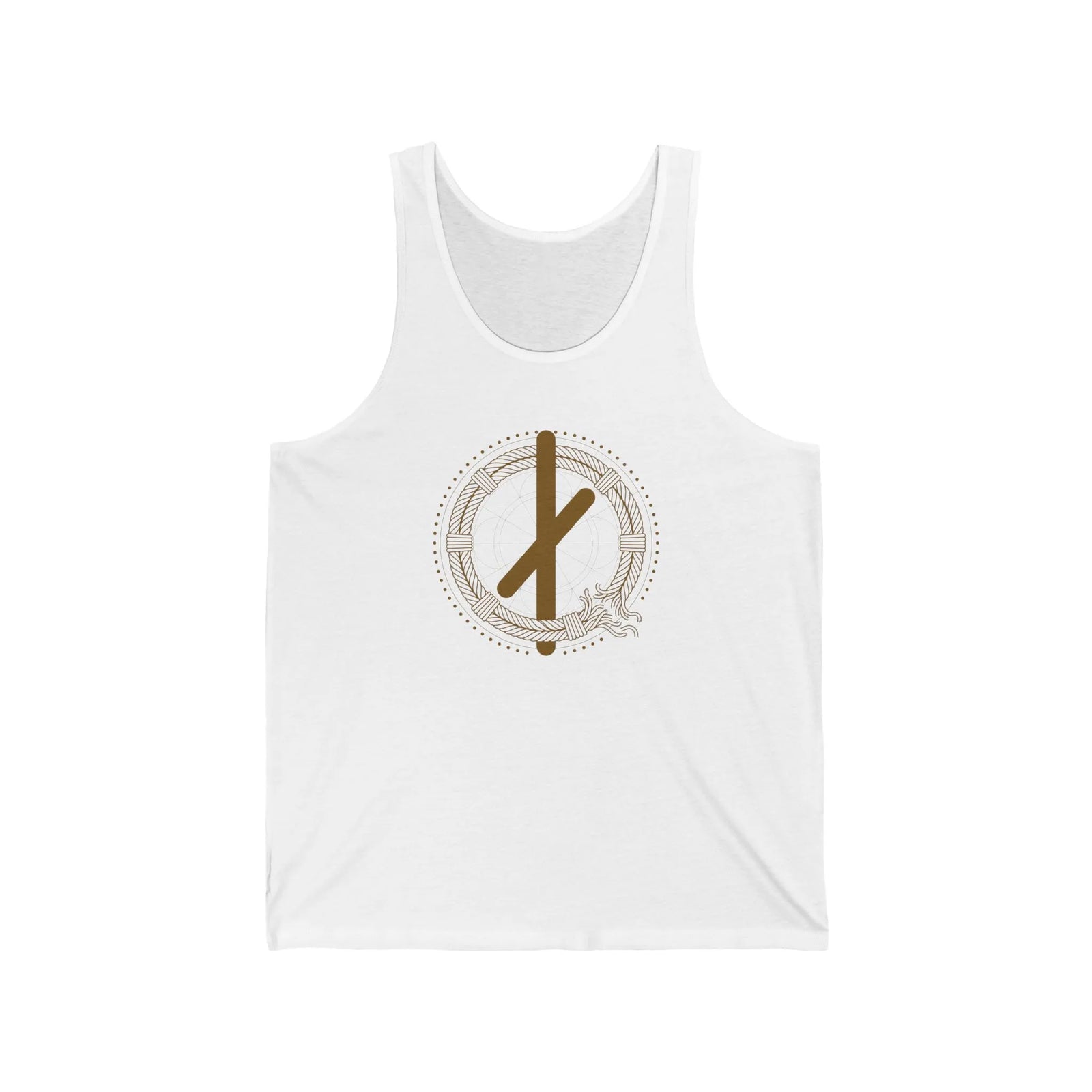 Nauthiz Need-Fire Rune Tank Top - Lightweight Ring-Spun Jersey - Unisex White