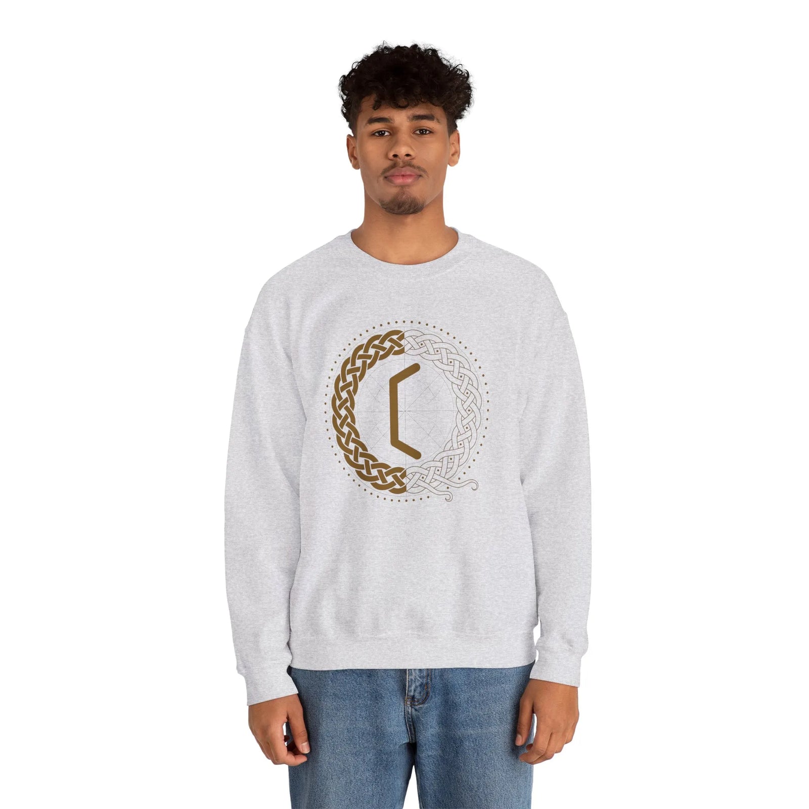 Perthro Rune Norse Mythology Sweatshirt - Heavy Blend Fleece Crewneck - Unisex White