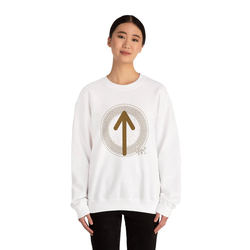 Tiwaz Rune Justice Sweatshirt - Heavy Blend Cotton-Poly Crewneck - Unisex White