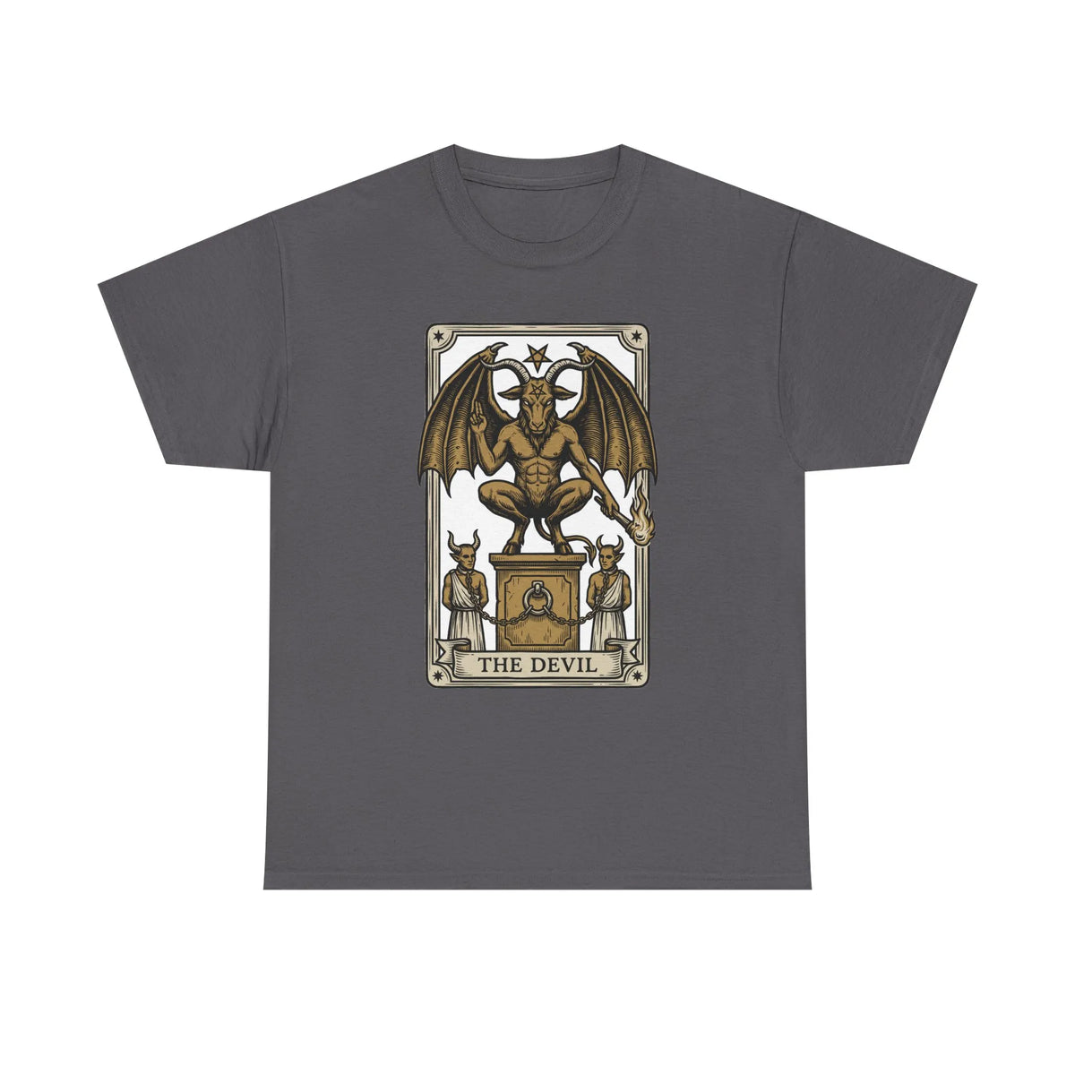 The Devil Tarot Card Graphic T-Shirt - Heavy Cotton Classic Fit Tee - Unisex White