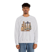 Egyptian Cat Scales Graphic Sweatshirt - Heavy Blend Fleece Crewneck - Unisex White