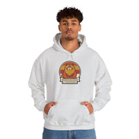 Retro 70s Persian Cat Sunset Hoodie - Cotton Poly Blend Fleece Pullover - Unisex White