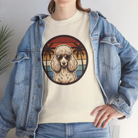 Poodle Cool Dogs 70s Sunset Aviators T-Shirt - Heavy Cotton Classic Fit - Unisex White